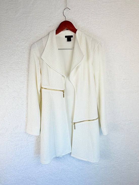 eva varro Jackets & Blazers - Eva Varro Textured Zip Accent Jacket Coat Womens Size Small Ivory avant garde